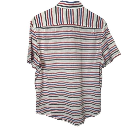 Original Penguin 100% Cotton Mens Striped Red White and Lightweight Shirt Large - Picture 4 of 7